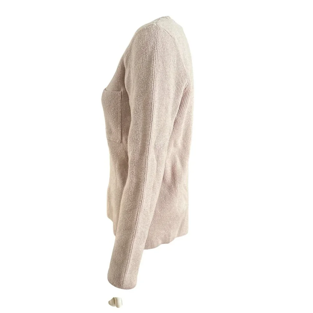Figs Size Medium Tan Brown Ribbed Pocket Sweater Minimalist City Casual Style - Picture 3 of 12